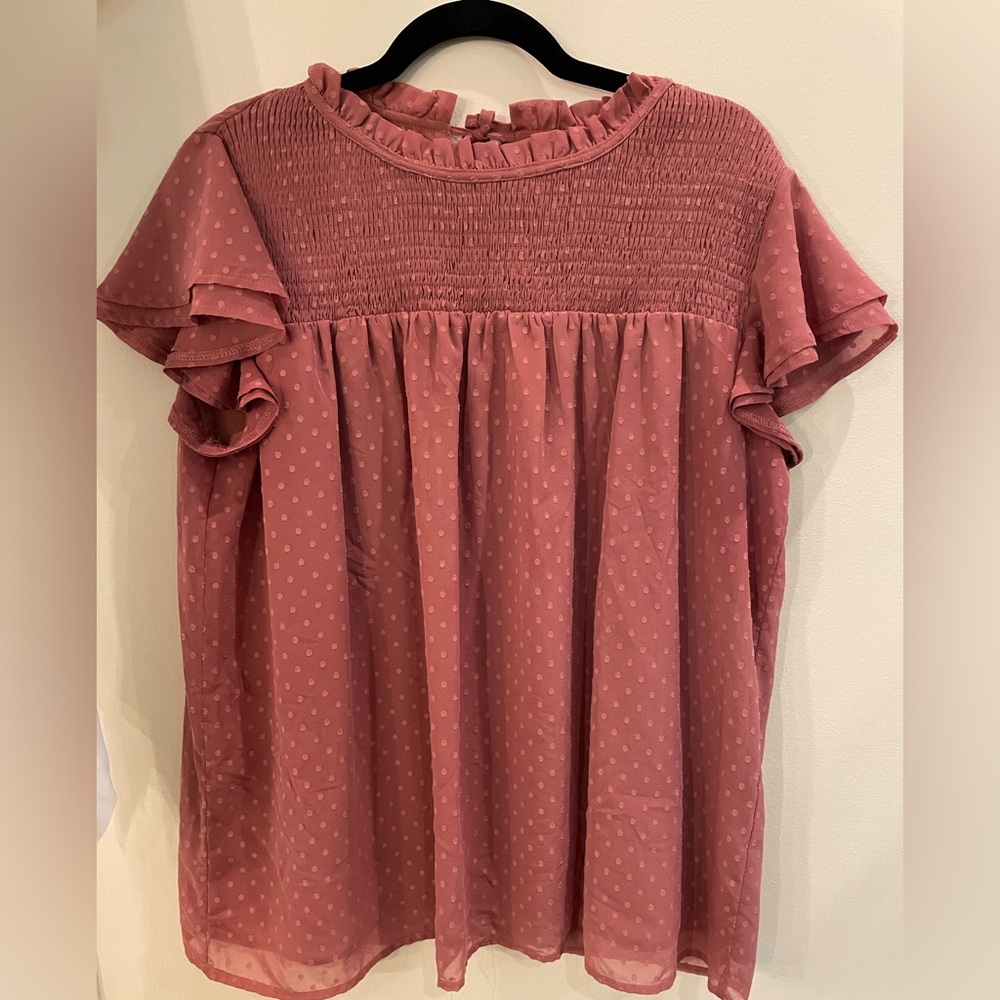 Womens Pink Polka Dot Blouse